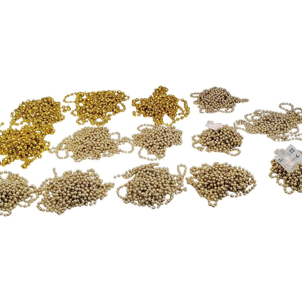Vintage Gold Christmas Garland Beaded Chain Garland 9' Christmas Tree Decor